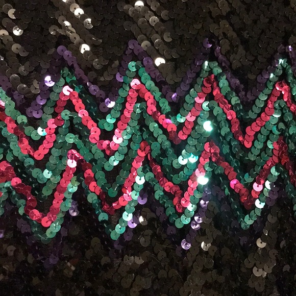 Black, teal pink sequin dress in size 8 - Picture 3 of 6